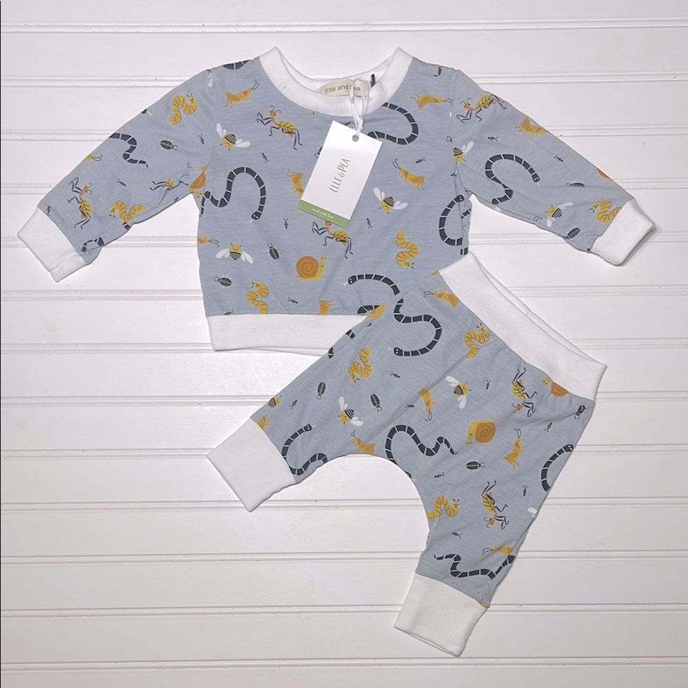 🔥🎁 ELLE AND PEA NWT Boys Organic Cotton Insects Bugs Snake Super Soft Set